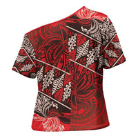 Vintage Ngatu Tribal Tonga Pattern Cross Shoulder Shirt LT9 - Polynesian Pride