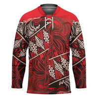 Vintage Ngatu Tribal Tonga Pattern Hockey Jersey LT9 Unisex Red - Polynesian Pride