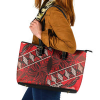 Vintage Ngatu Tribal Tonga Pattern Leather Tote Bag LT9 Red - Polynesian Pride