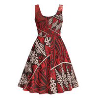 Vintage Ngatu Tribal Tonga Pattern Midi Dress LT9 - Polynesian Pride