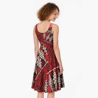 Vintage Ngatu Tribal Tonga Pattern Midi Dress LT9 - Polynesian Pride