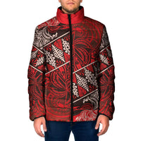 Vintage Ngatu Tribal Tonga Pattern Padded Jacket LT9 Red - Polynesian Pride