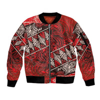 Vintage Ngatu Tribal Tonga Pattern Sleeve Zip Bomber Jacket - Polynesian Pride