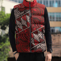 Vintage Ngatu Tribal Tonga Pattern Sleeveless Puffer Jacket LT9 - Polynesian Pride