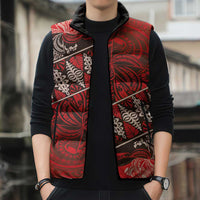 Vintage Ngatu Tribal Tonga Pattern Sleeveless Puffer Jacket LT9 - Polynesian Pride