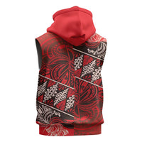 Vintage Ngatu Tribal Tonga Pattern Sleeveless Zip Hoodie LT9 - Polynesian Pride