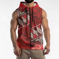 Vintage Ngatu Tribal Tonga Pattern Sleeveless Zip Hoodie LT9 - Polynesian Pride