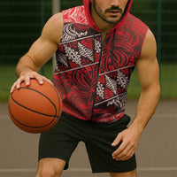 Vintage Ngatu Tribal Tonga Pattern Sleeveless Zip Hoodie LT9 - Polynesian Pride