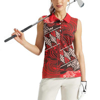 Vintage Ngatu Tribal Tonga Pattern Women Sleeveless Polo Shirt LT9 - Polynesian Pride