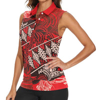 Vintage Ngatu Tribal Tonga Pattern Women Sleeveless Polo Shirt LT9 - Polynesian Pride