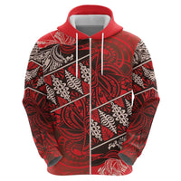 Vintage Ngatu Tribal Tonga Pattern Zip Hoodie - Polynesian Pride