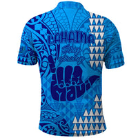 Strong Maui Polo Shirt Good Living Hawaii with Shaka Sign Kakau Tribal Blue LT9 - Polynesian Pride