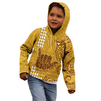 Strong Maui Kid Hoodie Good Living Hawaii with Shaka Sign Kakau Tribal Gold LT9 - Polynesian Pride