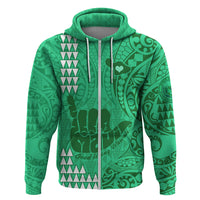 Strong Maui Hoodie Good Living Hawaii with Shaka Sign Kakau Tribal Green LT9 - Polynesian Pride