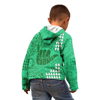 Strong Maui Kid Hoodie Good Living Hawaii with Shaka Sign Kakau Tribal Green LT9 - Polynesian Pride