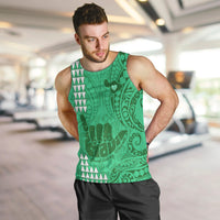 Personalised Strong Maui Men Tank Top Good Living Hawaii with Shaka Sign Kakau Tribal Green LT9 - Polynesian Pride