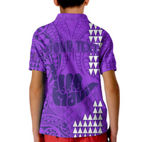 Personalised Strong Maui Kid Polo Shirt Good Living Hawaii with Shaka Sign Kakau Tribal Purple LT9 - Polynesian Pride