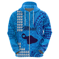 Personalised Maui Island Hoodie Kakau Tribal Mixed Polynesian Pattern Blue LT9 - Polynesian Pride