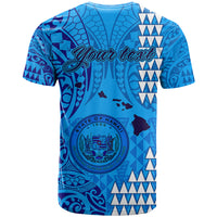 Personalised Maui Island T Shirt Kakau Tribal Mixed Polynesian Pattern Blue LT9 - Polynesian Pride