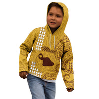 Maui Island Kid Hoodie Kakau Tribal Mixed Polynesian Pattern Gold LT9 - Polynesian Pride
