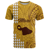 Personalised Maui Island T Shirt Kakau Tribal Mixed Polynesian Pattern Gold LT9 Gold - Polynesian Pride