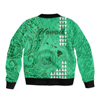 Maui Island Sleeve Zip Bomber Jacket Kakau Tribal Mixed Polynesian Pattern Green LT9 - Polynesian Pride