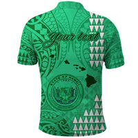 Personalised Maui Island Polo Shirt Kakau Tribal Mixed Polynesian Pattern Green LT9 - Polynesian Pride