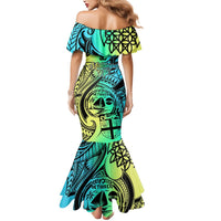Malampa Fiji Day Mermaid Dress Vanuatu Sand Drawing With Polynesian Pattern LT9 - Polynesian Pride