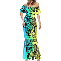 Malampa Fiji Day Mermaid Dress Vanuatu Sand Drawing With Polynesian Pattern LT9 - Polynesian Pride