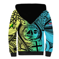 Malampa Fiji Day Sherpa Hoodie Vanuatu Sand Drawing With Polynesian Pattern LT9 - Polynesian Pride