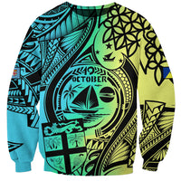Malampa Fiji Day Sweatshirt Vanuatu Sand Drawing With Polynesian Pattern LT9 Unisex Black - Polynesian Pride