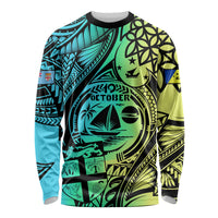 Personalised Malampa Fiji Day Long Sleeve Shirt Vanuatu Sand Drawing With Polynesian Pattern LT9 Unisex Black - Polynesian Pride