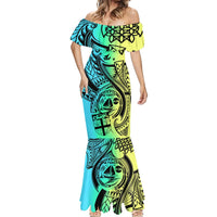 Personalised Malampa Fiji Day Mermaid Dress Vanuatu Sand Drawing With Polynesian Pattern LT9 - Polynesian Pride