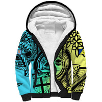 Personalised Malampa Fiji Day Sherpa Hoodie Vanuatu Sand Drawing With Polynesian Pattern LT9 Unisex Black - Polynesian Pride