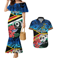 Torba Vanuatu Couples Matching Mermaid Dress and Hawaiian Shirt Sand Drawing With Polynesian Pattern LT9 Black - Polynesian Pride