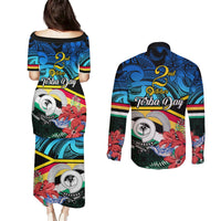 Torba Vanuatu Couples Matching Puletasi Dress and Long Sleeve Button Shirts Sand Drawing With Polynesian Pattern LT9 - Polynesian Pride