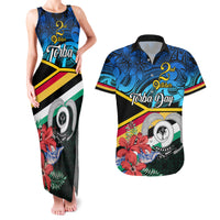 Torba Vanuatu Couples Matching Tank Maxi Dress and Hawaiian Shirt Sand Drawing With Polynesian Pattern LT9 Black - Polynesian Pride