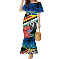 Personalised Torba Vanuatu Mermaid Dress Sand Drawing With Polynesian Pattern LT9 Women Black - Polynesian Pride