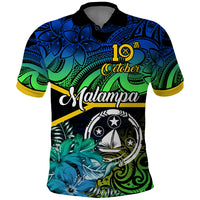 Malampa Day Polo Shirt Vanuatu Flowers with Malampa Emblem Tribal Pattern LT9 Black - Polynesian Pride