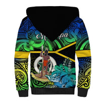 Malampa Day Sherpa Hoodie Vanuatu Flowers with Malampa Emblem Tribal Pattern LT9 - Polynesian Pride