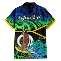 personalised-malampa-day-family-matching-long-sleeve-bodycon-dress-and-hawaiian-shirt-vanuatu-flowers-with-malampa-emblem-tribal-pattern