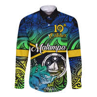 personalised-malampa-day-long-sleeve-button-shirt-vanuatu-flowers-with-malampa-emblem-tribal-pattern