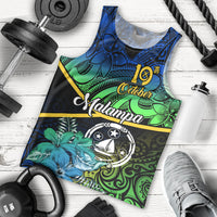 Personalised Malampa Day Men Tank Top Vanuatu Flowers with Malampa Emblem Tribal Pattern LT9 Black - Polynesian Pride