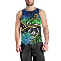Personalised Malampa Day Men Tank Top Vanuatu Flowers with Malampa Emblem Tribal Pattern LT9 - Polynesian Pride