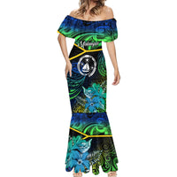 Personalised Malampa Day Mermaid Dress Vanuatu Flowers with Malampa Emblem Tribal Pattern LT9 - Polynesian Pride