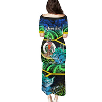 Personalised Malampa Day Puletasi Vanuatu Flowers with Malampa Emblem Tribal Pattern LT9 - Polynesian Pride