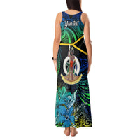 Personalised Malampa Day Tank Maxi Dress Vanuatu Flowers with Malampa Emblem Tribal Pattern LT9 - Polynesian Pride