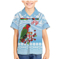 Melanesian Fiji Kula Bird Family Matching Mermaid Dress and Hawaiian Shirt with Tagimoucia Masi Tapa Pattern