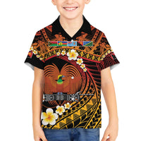 Melanesian Papua New Guinea Family Matching Off The Shoulder Long Sleeve Dress and Hawaiian Shirt Plumeria Bird of Paradise Tribal