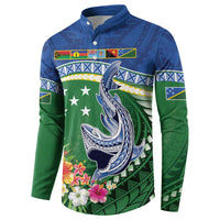 Melanesian Solomon Islands Button Sweatshirt Tropical Shark Tattoo